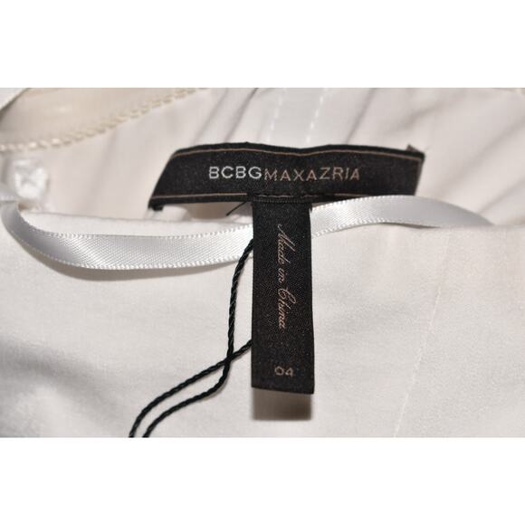 BCBGMAXAZRIA NEW $368‎ ILA Ruffle Draped Strapless Maxi Gown White Size 4 - Picture 4 of 4